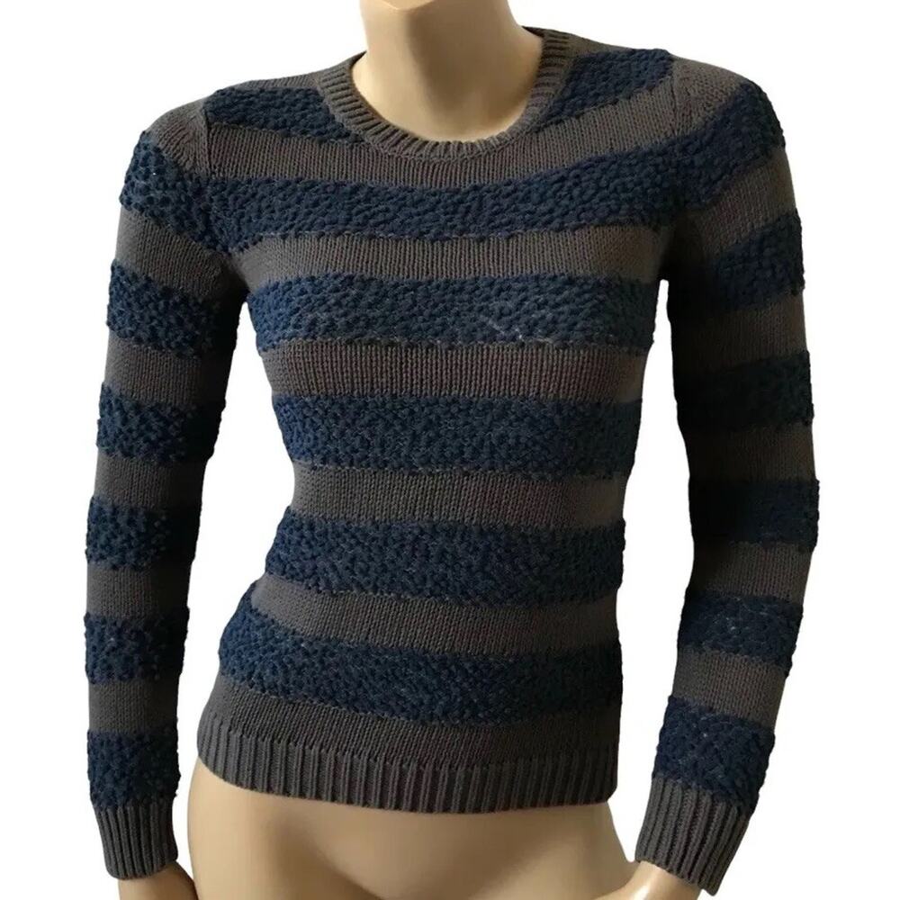 BCBGeneration XS Textured Striped Crew Neck Sweater NWT
